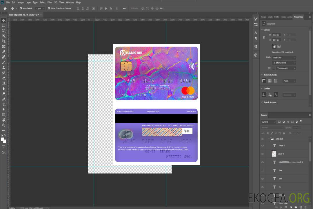 Carte Mastercard de la Banque indonésienne Rakyat Indonesia (BRI) template